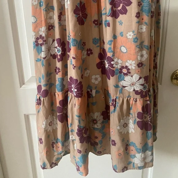 Storia Flower Floral Puff Sleeve‎ Long Dress - Picture 2 of 6